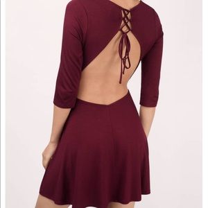 Tobi XS backless burgundy dress